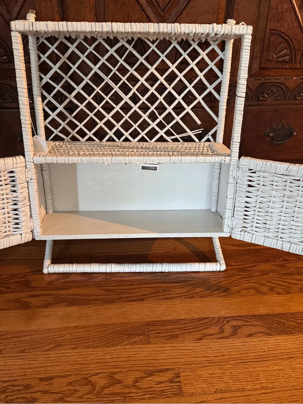 White Wicker Bathroom Storage Cabinet - Brand Unspecified